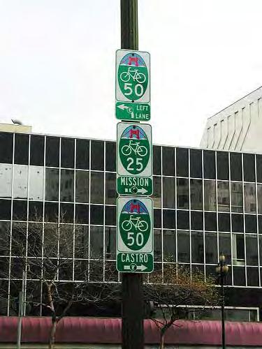 Bicycle Friendly Street network. Described in this section, signage can serve both wayfinding and safety purposes.