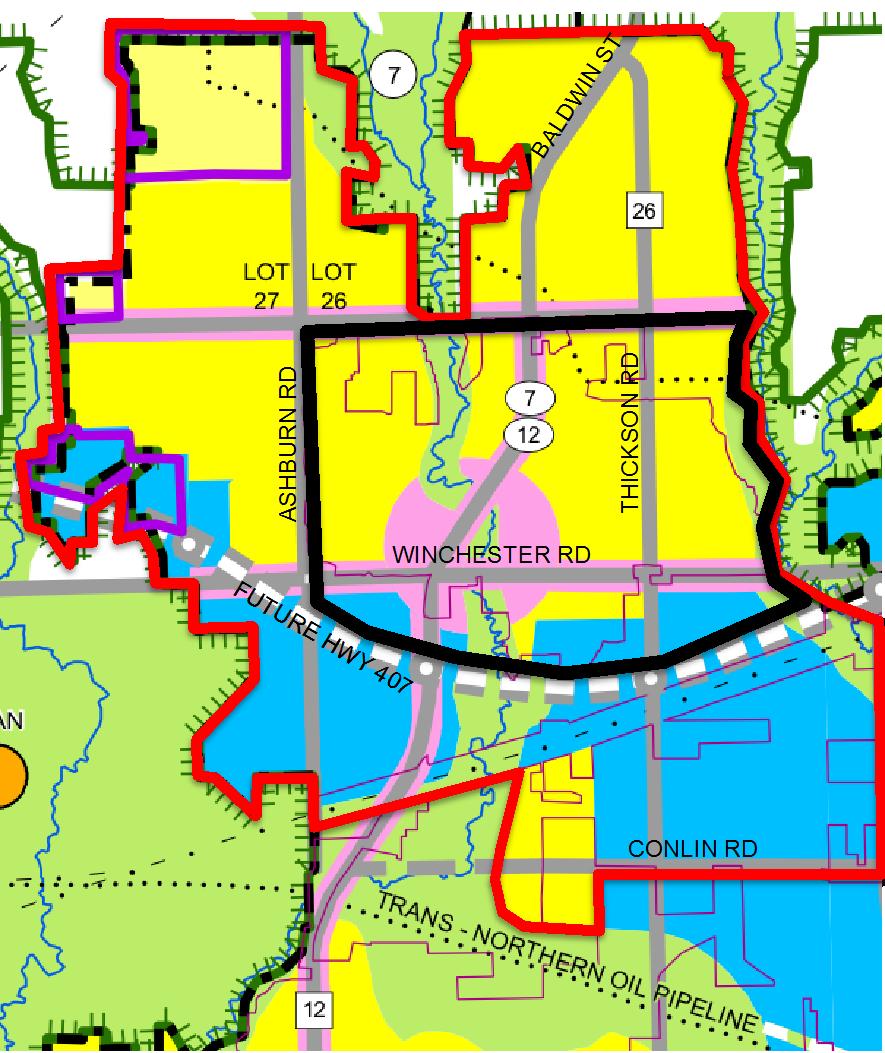 Brooklin Secondary Plan Area Deferred urban expansion areas The Region of Durham expanded the Whitby urban boundary to add urban expansion areas through Regional Official Plan Amendment No.