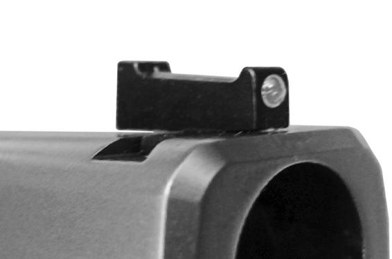 the flame until a bulb forms the same size as the pocket in the serrated face of the front sight.