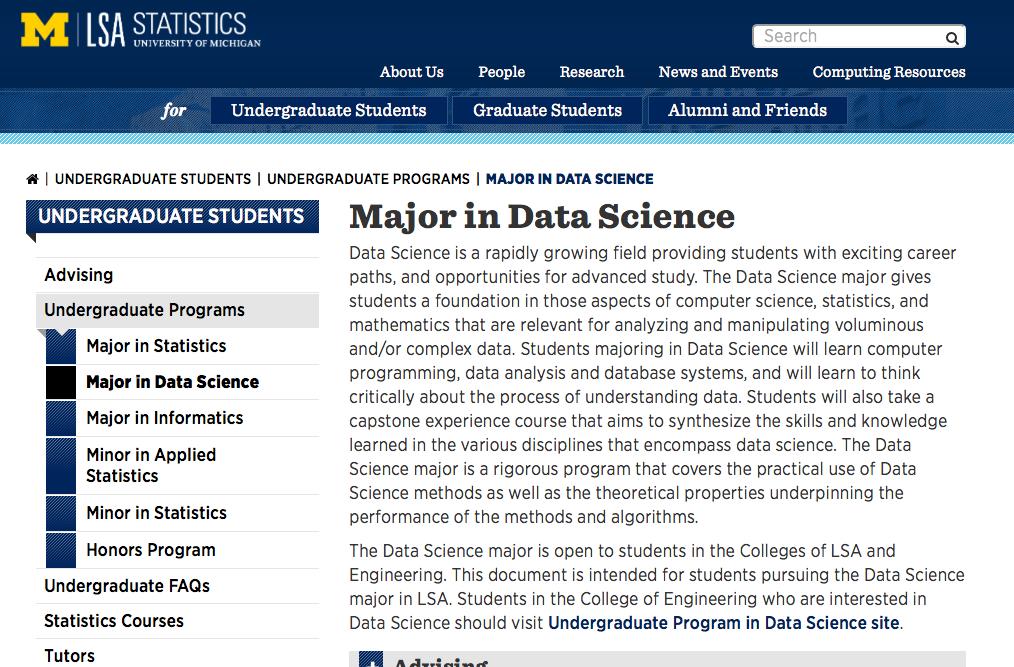 The Data Science major gives students a foundation in those aspects of computer science, statistics, and mathematics that are relevant for analyzing and