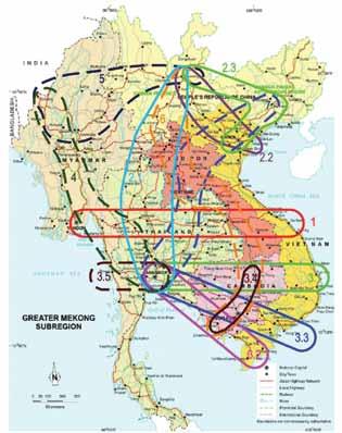 3.4 Transportation Existing and Proposed GMS Corridors Whilst the natural focus of MRC is on the water and water-related resources of the Mekong River Basin, many sectoral activities within the basin