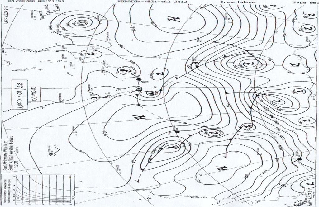 The wind speed between isobars at