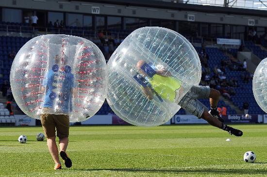 zorb-like inflatable bubbles and then