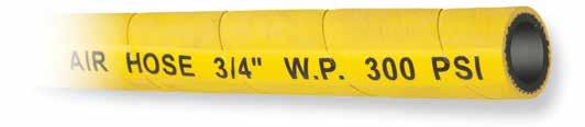 YELLOW AIR HOSE G232 300 PSI AIR/WATER Tube: Smooth, black rubber compounded to resist oil laden compressed air. Reinforcement: Multiple layers of spiralled textile cords.