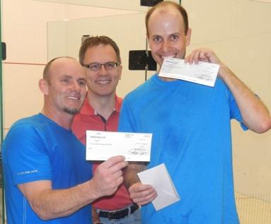 Todd and David receiving runner up cheques from George Handley of