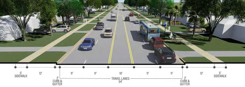Preferred Scenarios West Segment Two preferred roadway scenarios and 49th Street N intersection improvements were developed from the initial recommendations.
