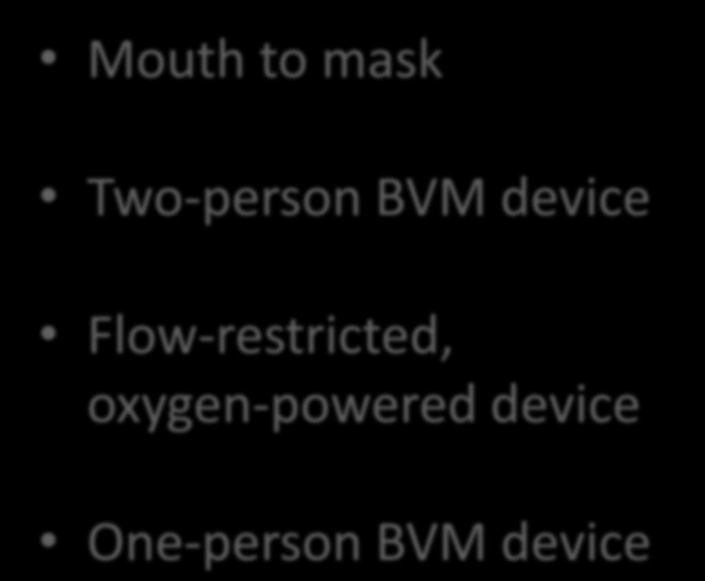 Methods of Ventilation Mouth to mask Two-person BVM device