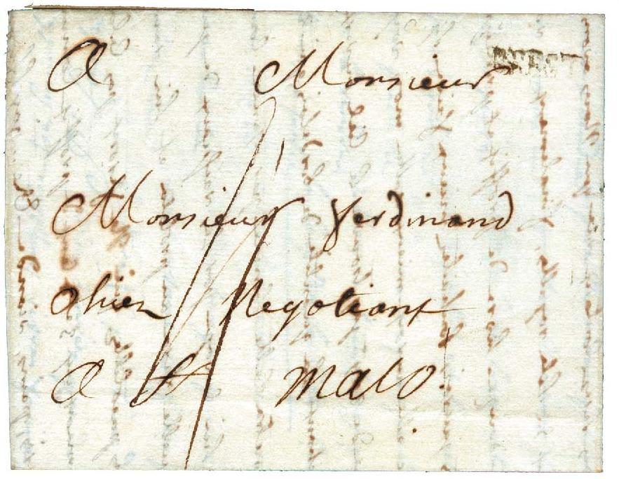 1749 Quebec to Montauban, France With the Bordeaux Fleur de Lys B Postmark 1758