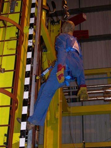 29 m Vertical distance from harness attachment point to floor after release (A): 3.71 m Vertical displacement of dummy: B-A = 0.