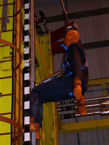 TEST 6: SIT-BACK TEST WITH 100 KG ANTHROPOMETRIC DUMMY Horizontal distance from ladder rung to harness thoral attachment point pre test: 395 mm Vertical
