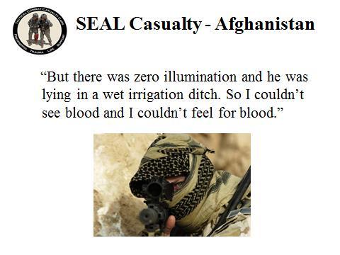 INSTRUCTOR GUIDE FOR TCCC SCENARIOS 180801 3 7. SEAL Casualty - Afghanistan Upon closer inspection, his knee was as big as a basketball and his femur had broken.