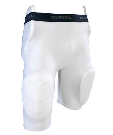 This girdle can be used for other impact sports that require protection. 90% Polyester / 10% Spandex Russell Interior 5 Pocket Football Girdle RAGR45 /RYGR45 Adult $22.00 / Youth $18.
