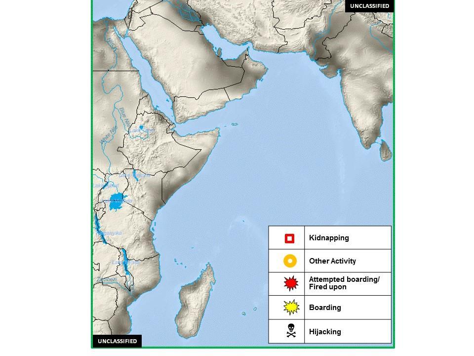 B. (U) Incident Disposition: (U) Figure 1. Horn of Africa Piracy and Maritime Crime Activity, 16-22 August C.