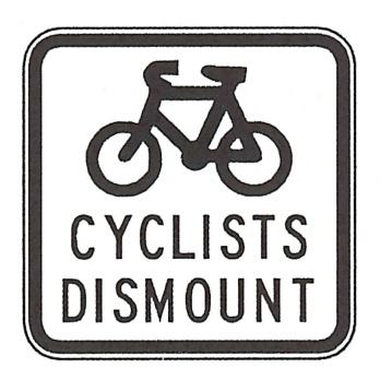 Treatments with passive and active control are illustrated. The cyclists dismount sign is shown in Figure 7.5. AS 1742.
