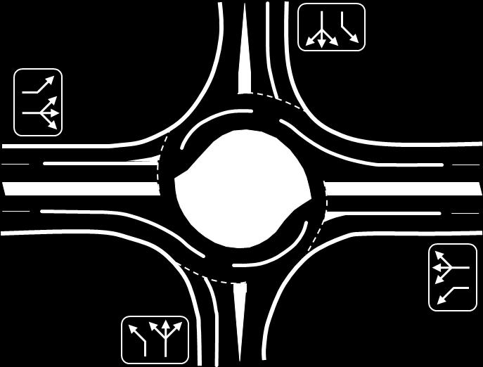 Intersection narrowing Tennis ball interchange Similar to channelisation, but at lower cost.