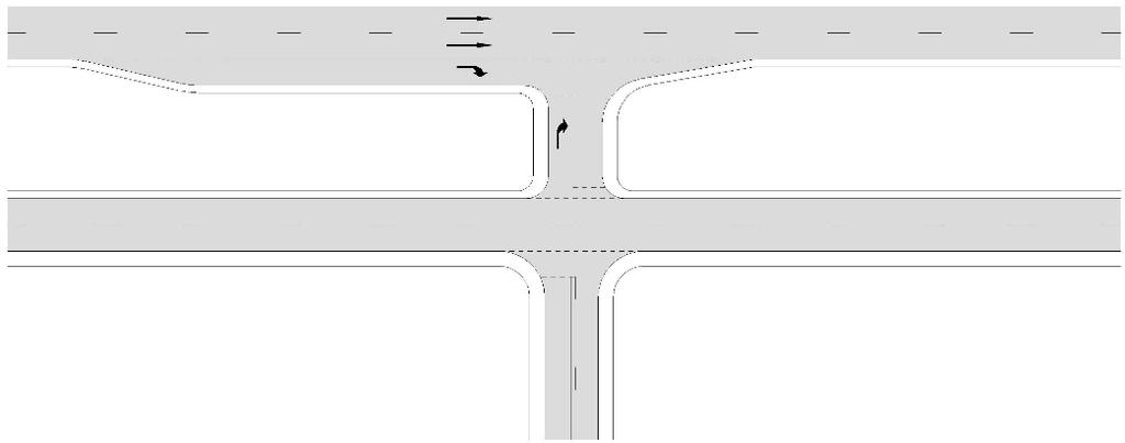 When implementing LILO intersections, designers must make adequate and safe provision for displaced rightturning vehicles. This may be achieved by providing downstream U-turn opportunities. Figure 2.