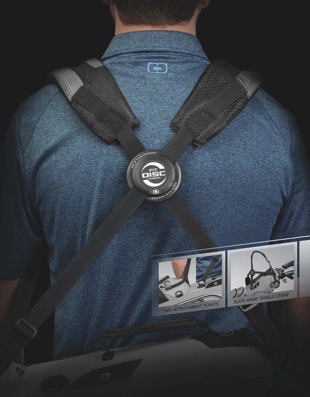 FIT DISC TECHNOLOGY STRAP SYSTEM At the center of OGIO s new Fit Disc Strap System is a unique custom designed dual molded technology that conjoins the straps but allows complete and free independent