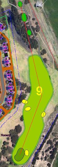 FINAL LAYOUT PART 5 of a series Hole #9; Par4; Men s Tee 382m; Ladies Tee 309m Teeing off near the existing 15 th tee, this longish par 4 will take up the space currently occupied by the