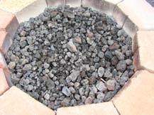 2) Apply lava rock ONLY deep enough to cover ring and panless than 2 above fire ring. 2) Fill Pan with glass.