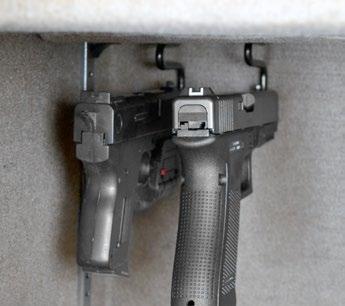 There are four styles of the product for storing guns underneath or above the shelf.