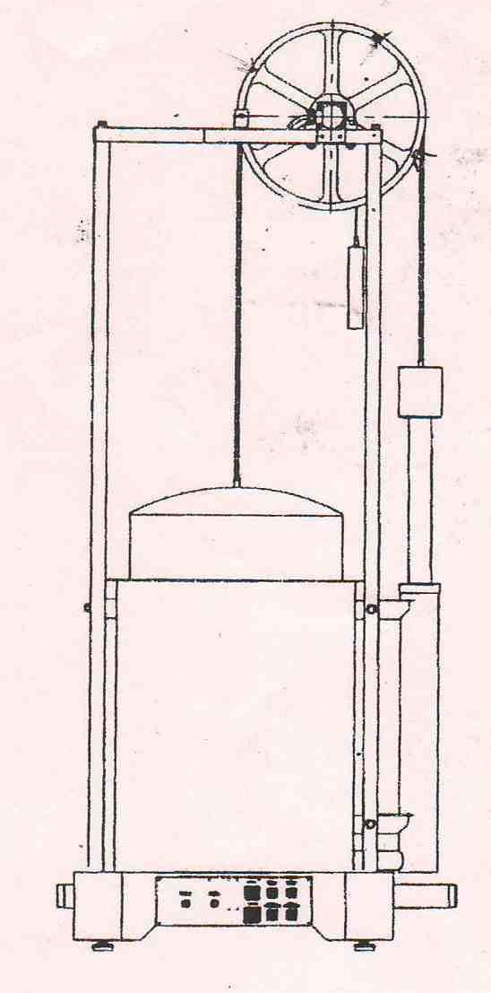 suspended in small tank which is hydraulically connected to the annular space in which the bell rides.