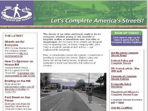 Visit the complete streets website Sign up for Complete The Streets News