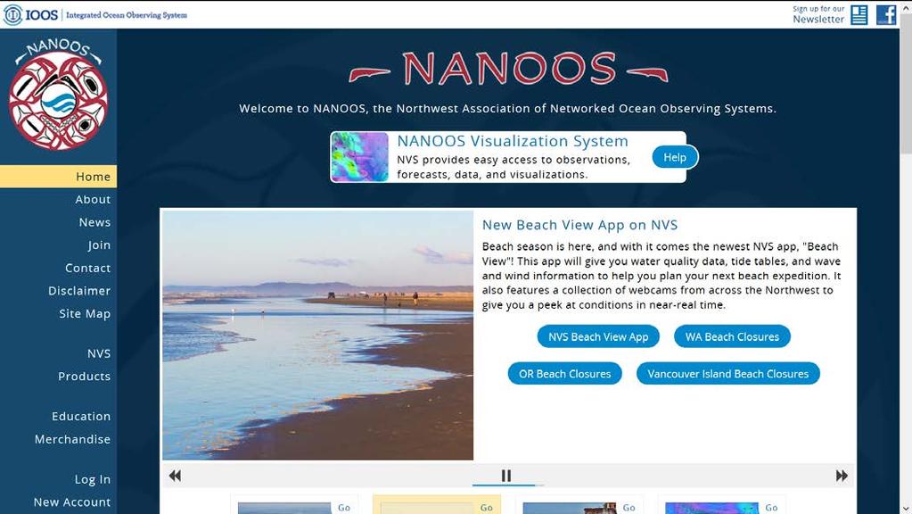 GET STARTED 1) Go to www.nanoos.org 2) Navigate to the NANOOS Visualization System (NVS) 3) Once on the home page of NVS, select the Data Explorer button.