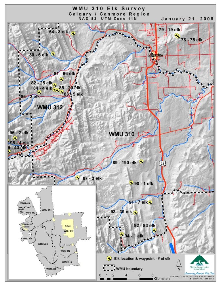 Appendix 2. Showing elk observation locations by WMU (incl.