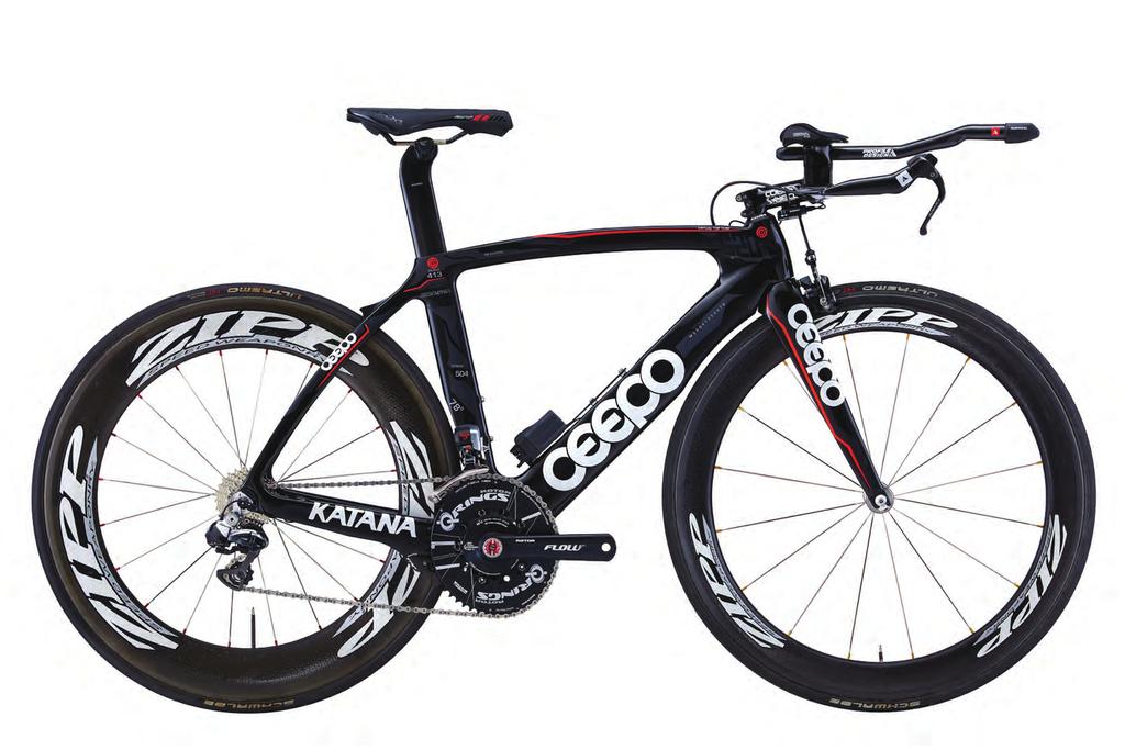 Head Set 1-1/8 Brake Rear brake calipers Frame 100% 40T high-modulus carbon 1,200g Fork Full carbon fork 420g BB Type PF 30 At CEEPO long and middle distance (226K & 113K) triathlon geometry is the