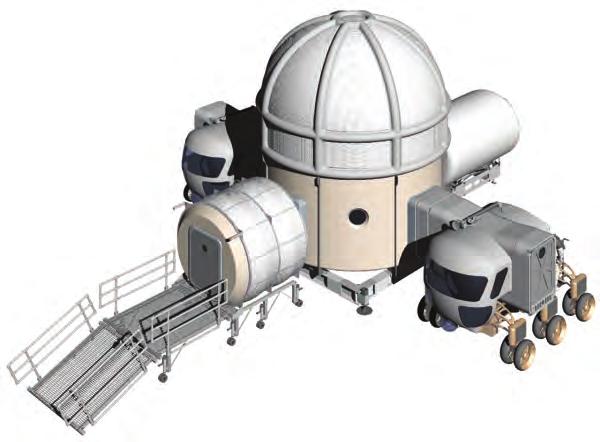 Deployable habitation unit analog Support modules (varies) Dual Chamber Inflatable Suitlock (DCIS) Multi-Mission Space Exporation Vehicle (MMSEV).