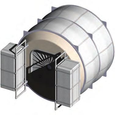 Membrane stowed Deployed membrane Outer bulkhead Pressure-assisted hatch (removed during nominal operations) Deployable frame, handholds, and restraints EVA tool lockers Figure 14: DCIS ISS and deep