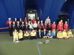 David Naseby from the Club welcomed the children to the Lister Tennis Dome and