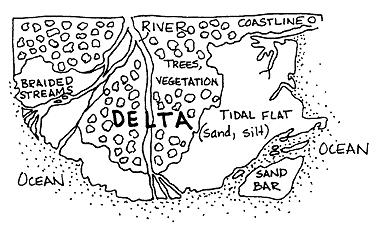 Teacher Sheet THE DELTA BACKGROUND INFORMATION The sketch below shows a view of a coastal feature that is seldom seen from this angle. This is an aerial shot of a delta.