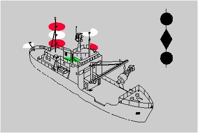 INTERNATIONAL Lights and Shapes RULE 27 CONTINUED (b) A vessel restricted in her ability to maneuver, except a vessel engaged in mineclearance operations, shall exhibit: (i) three all-round lights in
