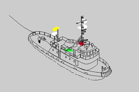 INLAND Lights and Shapes RULE 24 Towing and Pushing (a) A power-driven vessel when towing astern shall exhibit: (i) instead of the light prescribed either in Rule 23(a)(i) or 23(a)(ii), two masthead