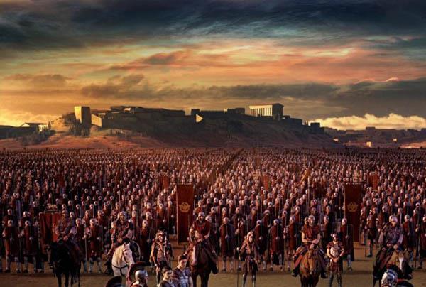 A legion was further divided into groups of 80 men called centuries. The man in charge of a century was known as a centurion. He carried a short rod, to show his importance.