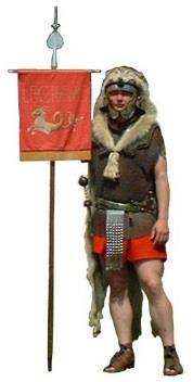 The standard bearers wore animal skins over their uniforms.