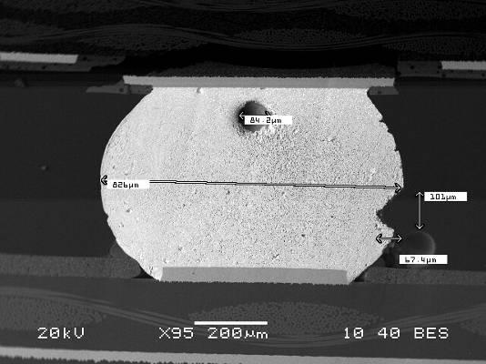 the ball edge. SEM indicates 72 pins total with defects and 41 pins have correlation with 2DX.