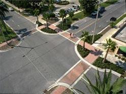 Bulbout at intersections Narrows crosswalkshortens distance for pedestrians, can be used on