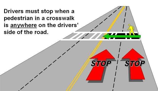 Where traffic-control signals are not in place or in operation the driver of a vehicle shall yield the right-of-way to a pedestrian crossing the roadway within any marked crosswalk or within any