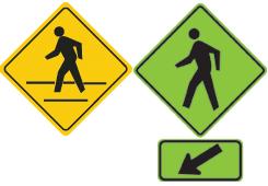 Pedestrian Warning Signs Placed on the