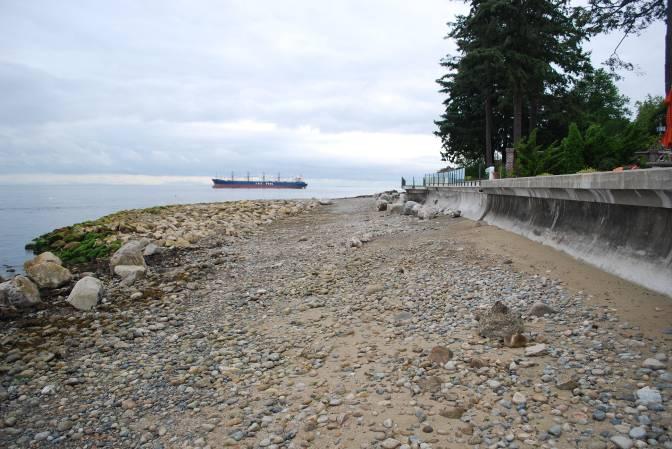 The existing shoreline was bordered by the private residences of Ferndale Avenue and Evergreen Avenue; concrete sea walls constructed to protect the properties contributed to wave erosion.