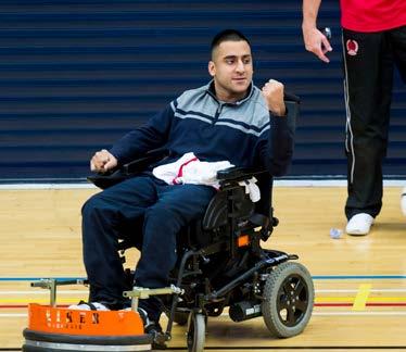 (Basketball court). Powerchair Football Club The game is contested in a 4v4 format.