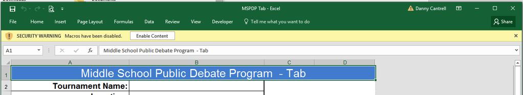 More recent versions of excel have small window at the top of excel that is labeled SECURITY WARNING: Macros have been disabled with a button to enable content. Make sure to click Enable Content.
