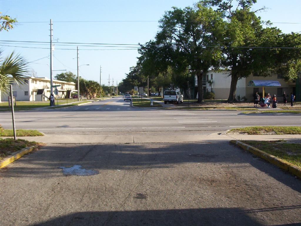 south along Texas Avenue into the intersection Looking