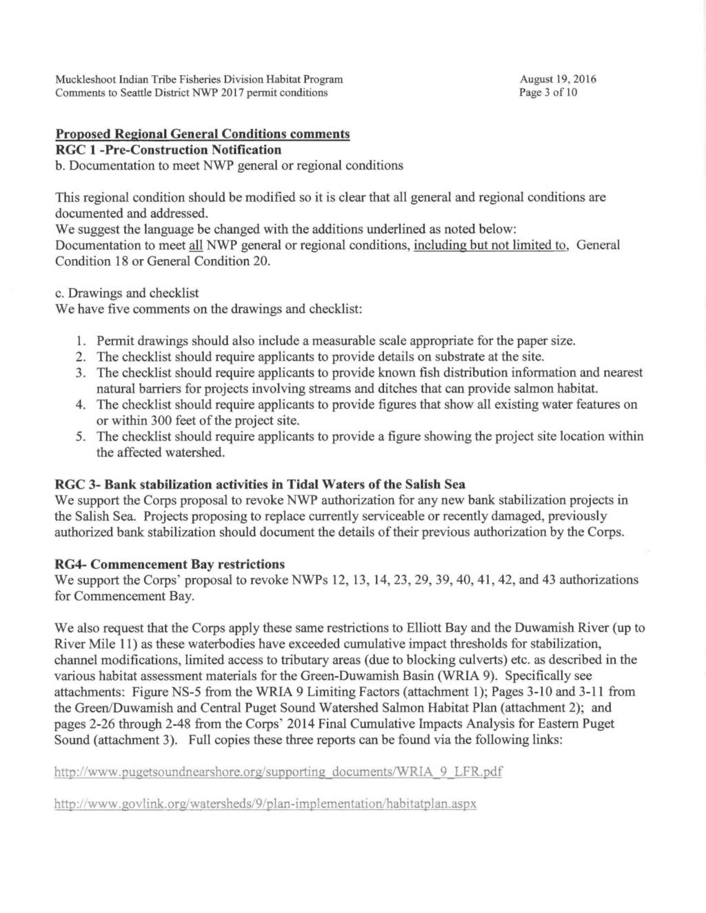 Page 3 oflo Proposed Regional General Conditions comments RGC 1 -Pre-Construction Notification b.