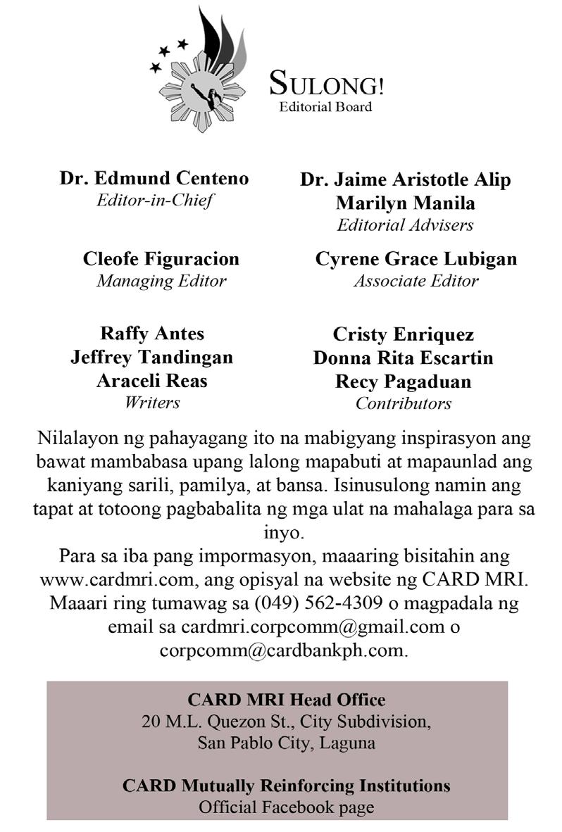 8 EDITORYAL Ang Pilipinas ay ikalima sa mga bansa sa buong mundo na pinakamadalas makaranas ng mga natural na sakuna.