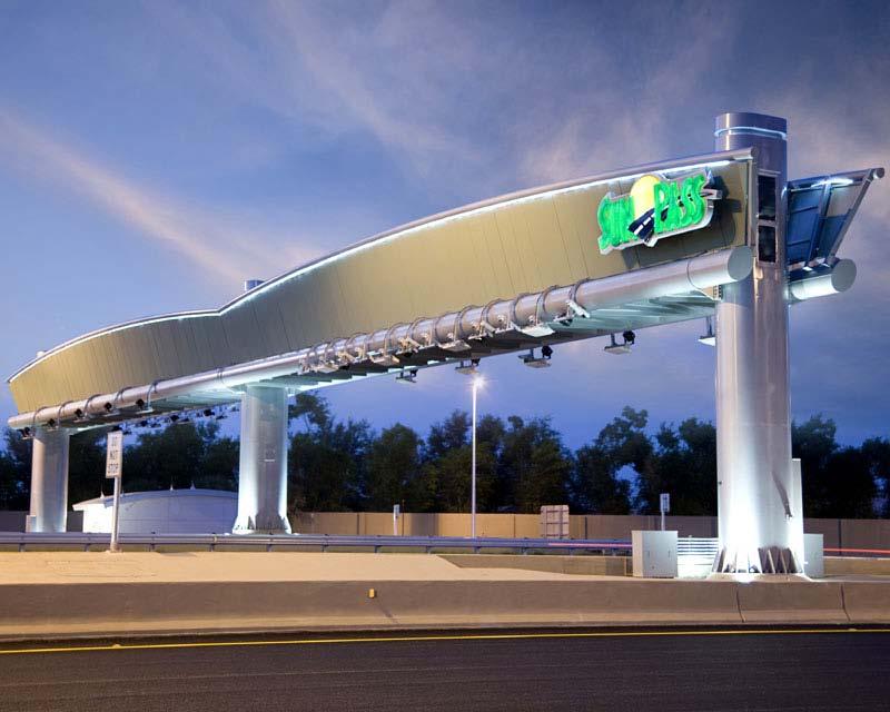 Open Road Toll (ORT) gantries at the approaches to Schuylkill River Bridges similar to the images shown would be implemented to maintain highway speeds through toll gantries and to facilitate toll