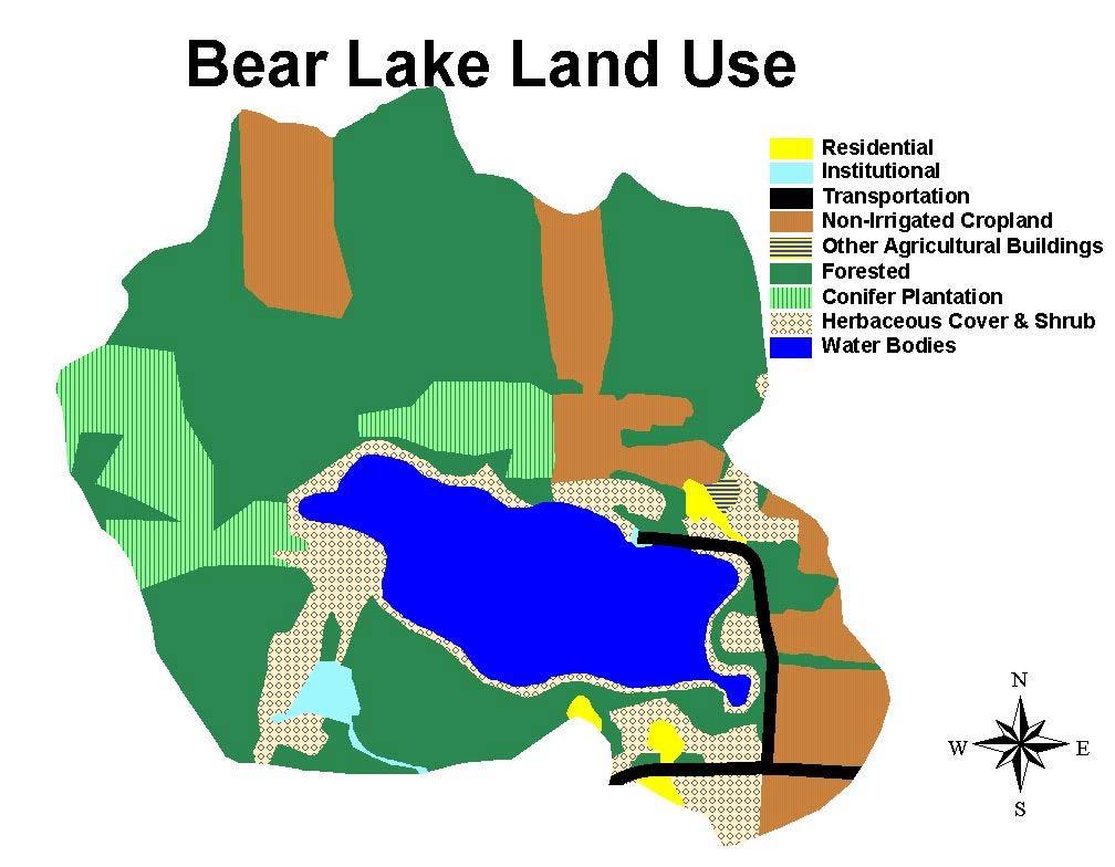 Bear Lake ~ Land Use in the Surface Watershed Surface Watershed: The land area where water runs off the surface of the land and drains toward the lake.