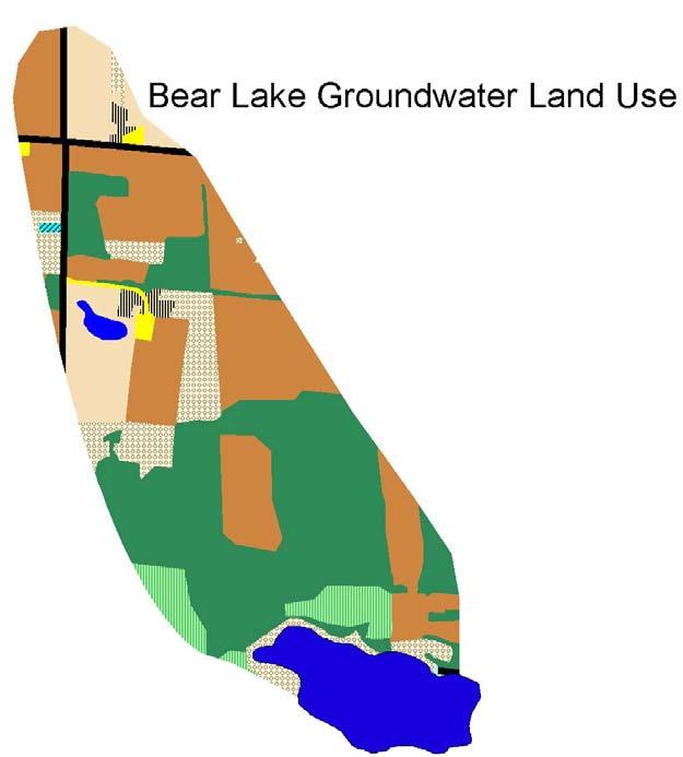 Bear Lake ~ Land Use in the Groundwater Shed Groundwater Shed: The land area where water soaks into the ground and travels underground to the lake.